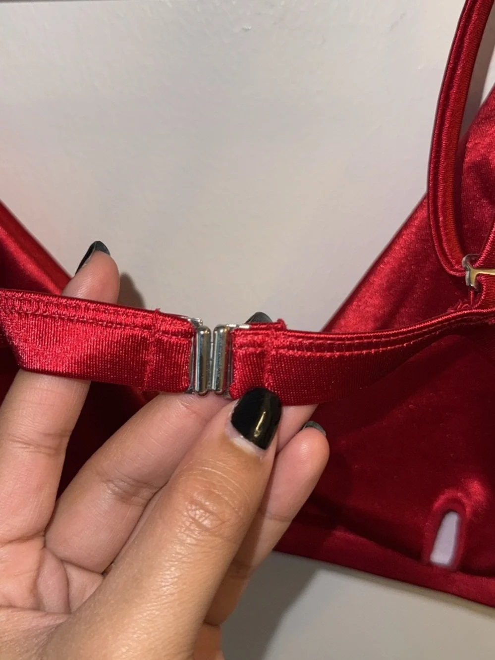 SHEIN Red Satin Triangle Bikini Set